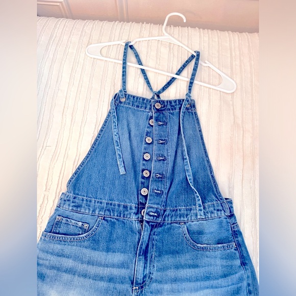 American Eagle Dark Wash Overalls Size Small - Picture 3 of 3